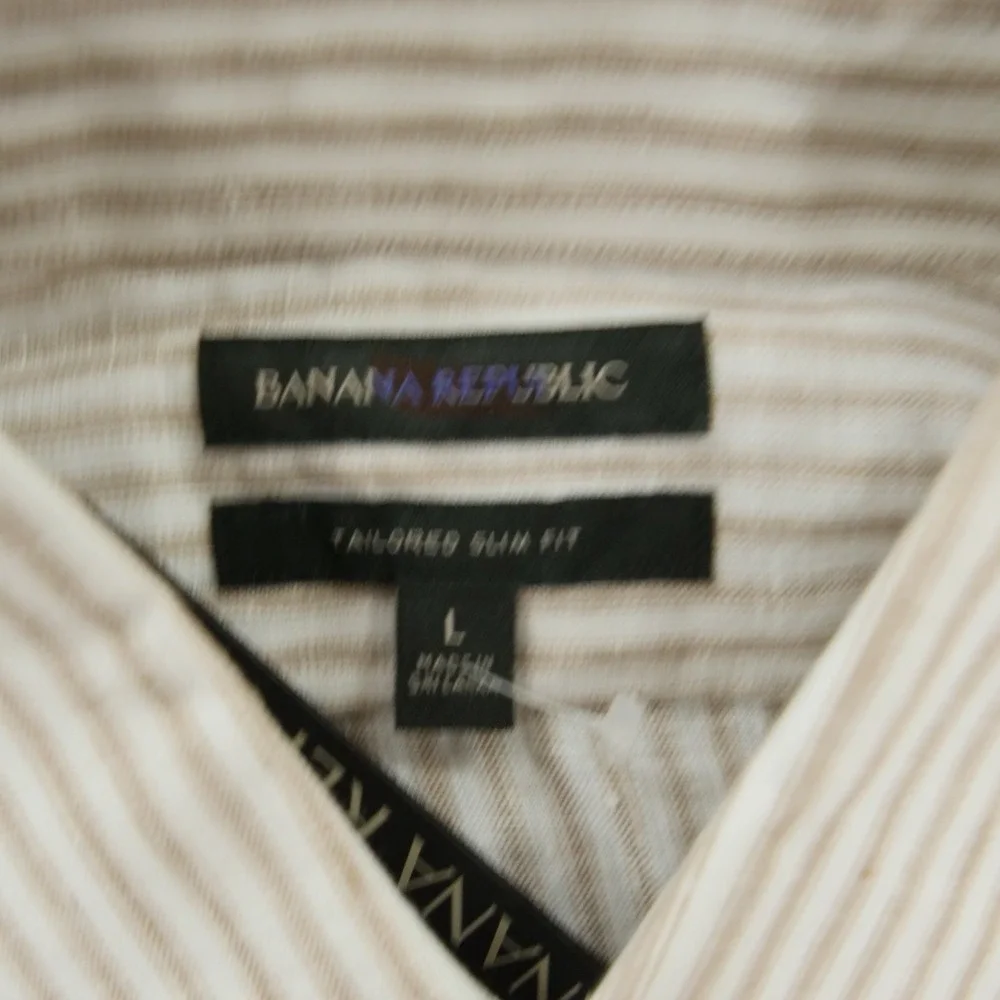 Banana Republic Shirt Mens Extra Large Red Button Long Sleeve Linen Sim Fit New